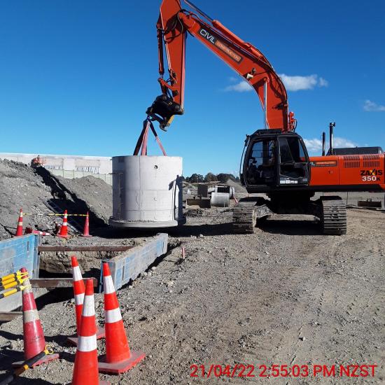 CHC team installing 10tonne manhole Campbell